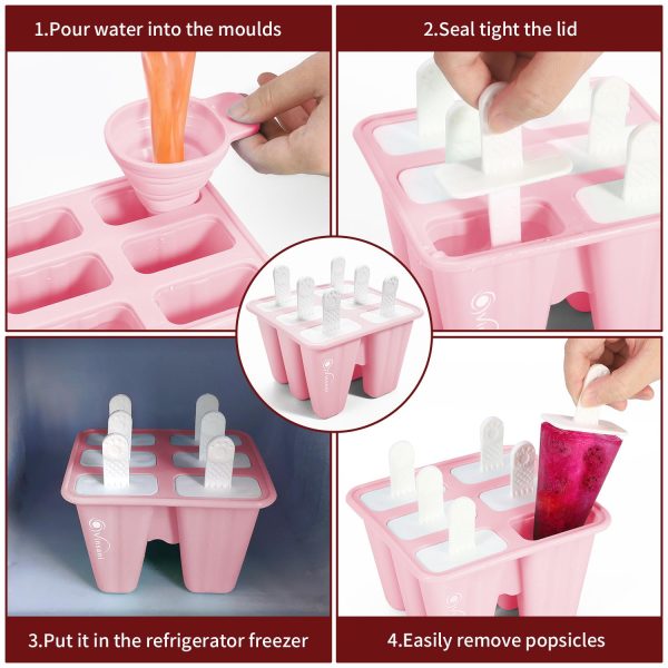VINSANI 6 CAVITY ICE LOLLY MOULD PINK 0000369 - Image 2