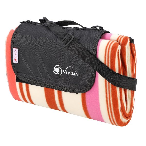 Vinsani Pink Stripe 200X200cm Picnic Rug 0000292