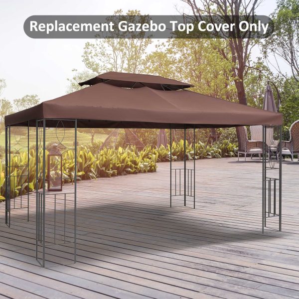 Gazebo Replacement Top Cover, 2-Tier, 3x4 m-Brown