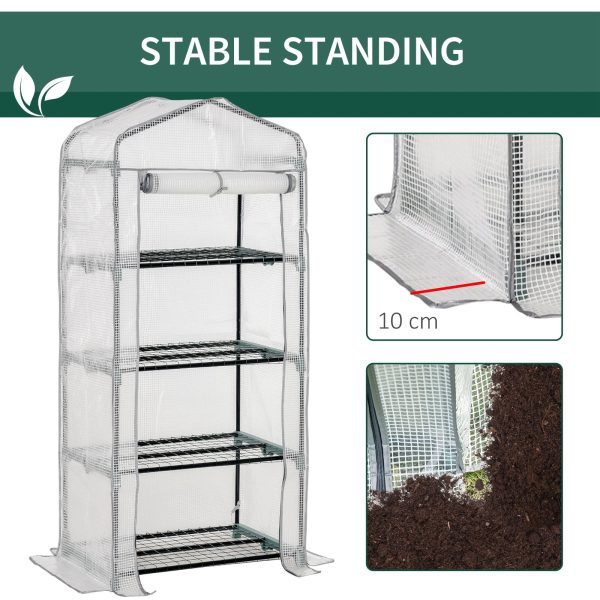 4 Tiers Mini Portable Greenhouse Plant Grow Shed Metal Frame White Cover - Image 6