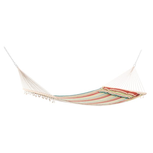 Double Outdoor Patio Cotton Hammock Swing Bed with Pillow,  188 x 140 cm, Green - Image 6