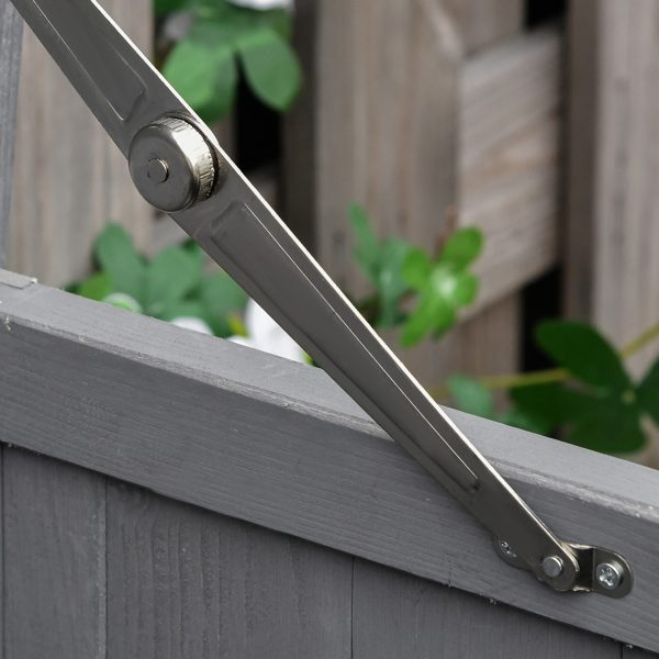 Wooden Garden Shed Double Door Tool Storage House, 74x43x88cm, Grey - Image 7