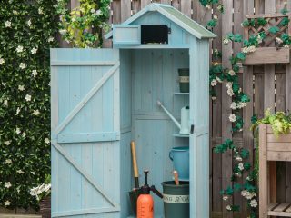 Wooden Garden Storage Shed Tool Storage Box, 77 x 54 x 179 cm, Blue
