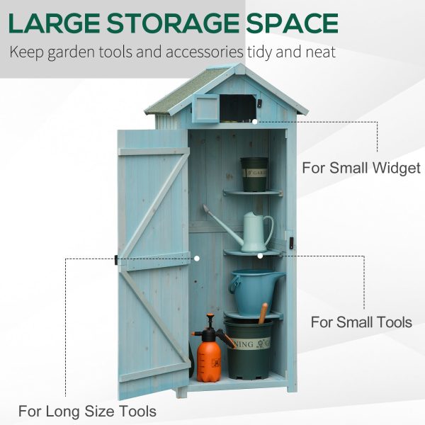 Wooden Garden Storage Shed Tool Storage Box, 77 x 54 x 179 cm, Blue - Image 5
