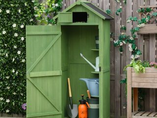 Outsunny Wooden Garden Storage Shed Tool Storage Box, 77 x 54 x 179 cm, Green