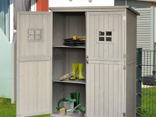 Wooden Outdoor Garden Shed 127.5L x 50W x 164H cm Grey