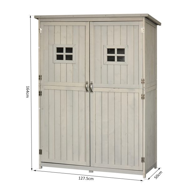 Wooden Outdoor Garden Shed 127.5L x 50W x 164H cm Grey - Image 2
