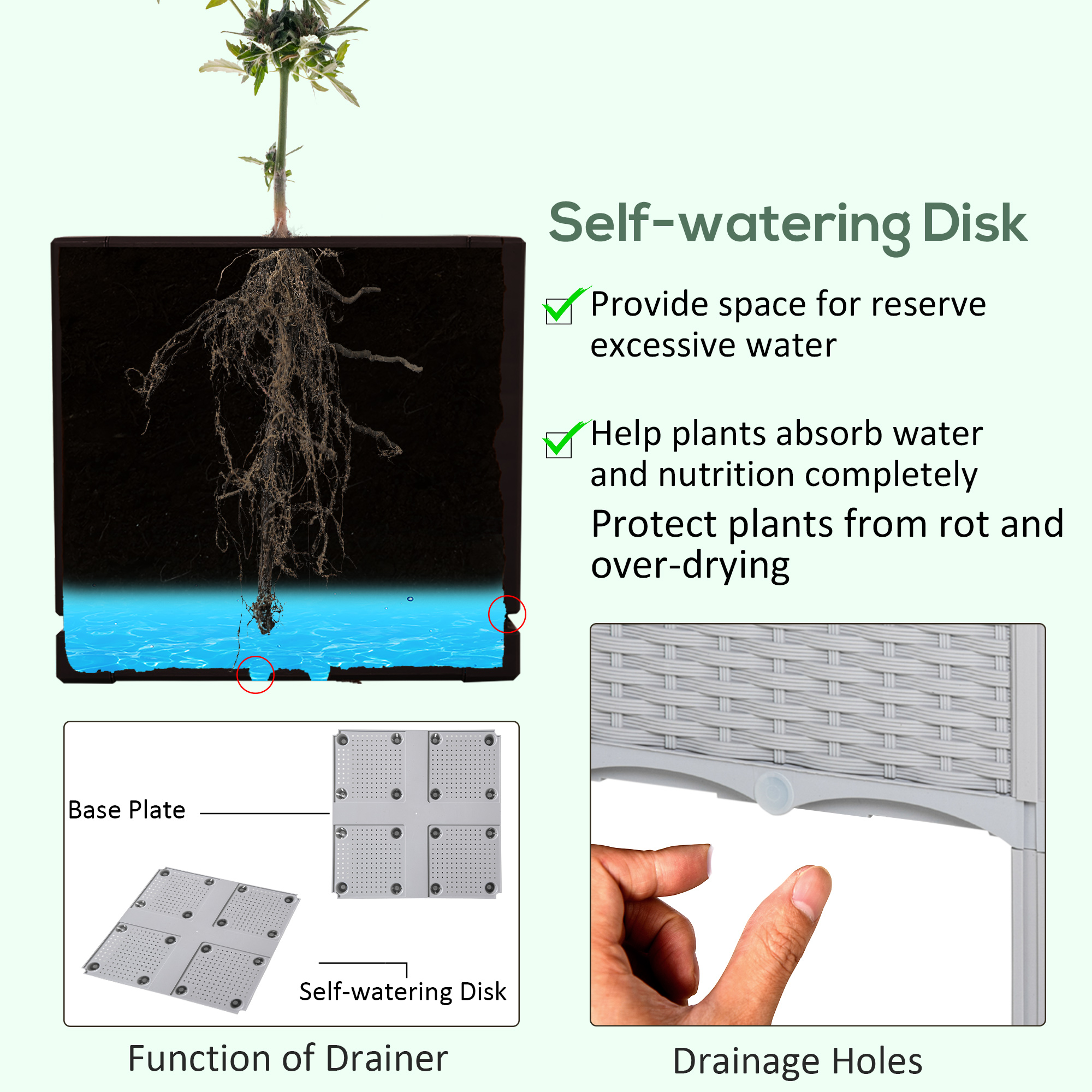 2 Set Garden Raised Bed Elevated Patio Flower Planter Box PP Vegetables Grey - Image 5