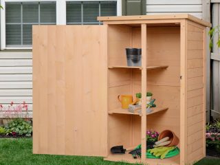 Garden Shed Outdoor Tool Storage w/ 2 Shelve 75 x 56 x115cm Natural