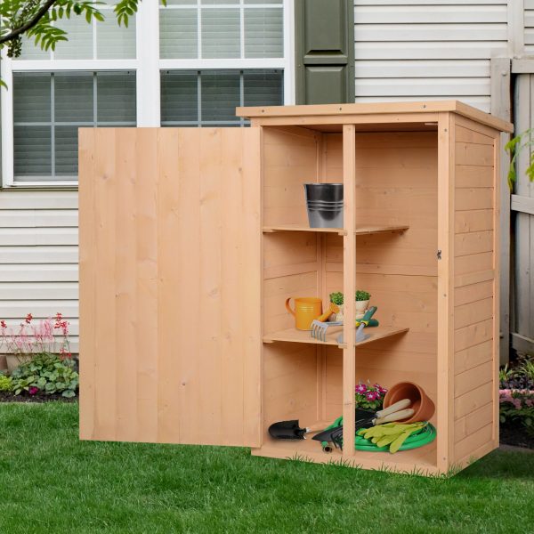 Garden Shed Outdoor Tool Storage w/ 2 Shelve 75 x 56 x115cm Natural