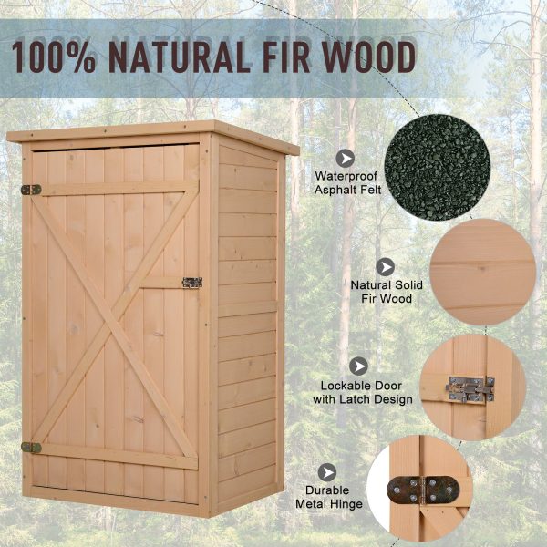 Garden Shed Outdoor Tool Storage w/ 2 Shelve 75 x 56 x115cm Natural - Image 5