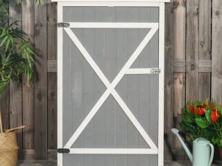 Garden Shed Outdoor Tool Storage w/ 2 Shelve 75 x 56 x115cm Grey