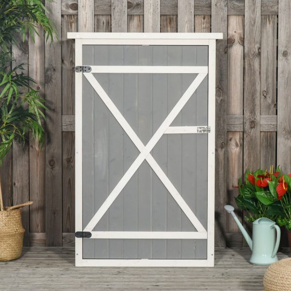 Garden Shed Outdoor Tool Storage w/ 2 Shelve 75 x 56 x115cm Grey