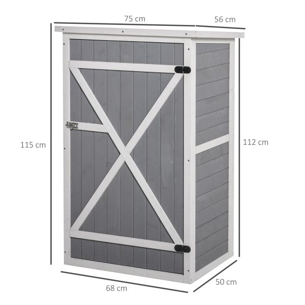 Garden Shed Outdoor Tool Storage w/ 2 Shelve 75 x 56 x115cm Grey - Image 2