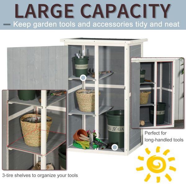 Garden Shed Outdoor Tool Storage w/ 2 Shelve 75 x 56 x115cm Grey - Image 3
