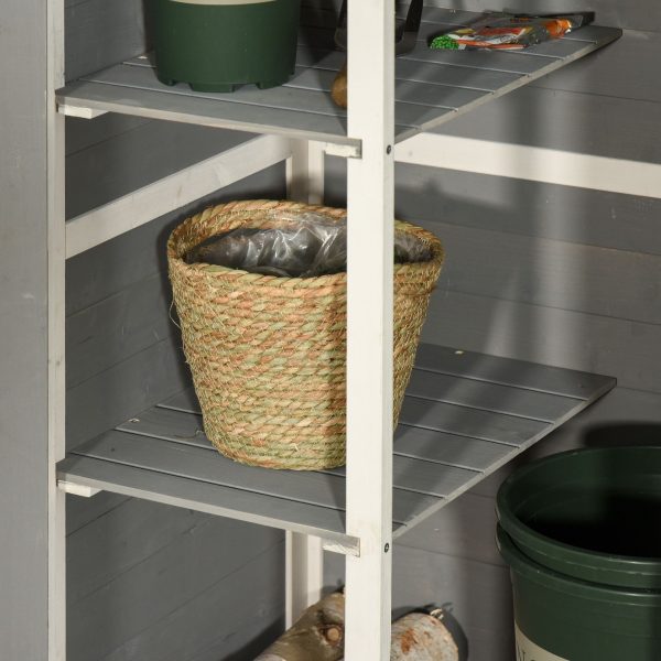 Garden Shed Outdoor Tool Storage w/ 2 Shelve 75 x 56 x115cm Grey - Image 6