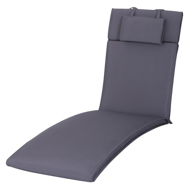 Garden Sun Lounger Chair Cushion Reclining Relaxer Indoor Outdoor Grey