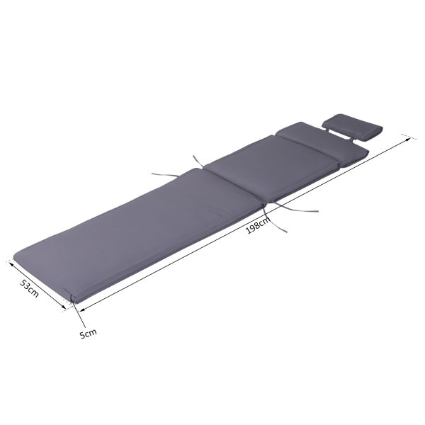 Garden Sun Lounger Chair Cushion Reclining Relaxer Indoor Outdoor Grey - Image 2