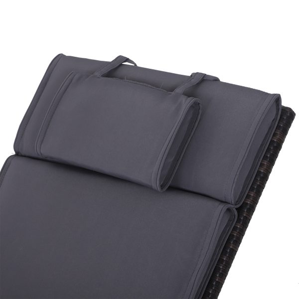 Garden Sun Lounger Chair Cushion Reclining Relaxer Indoor Outdoor Grey - Image 4