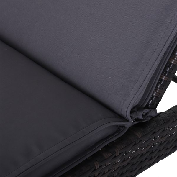 Garden Sun Lounger Chair Cushion Reclining Relaxer Indoor Outdoor Grey - Image 6
