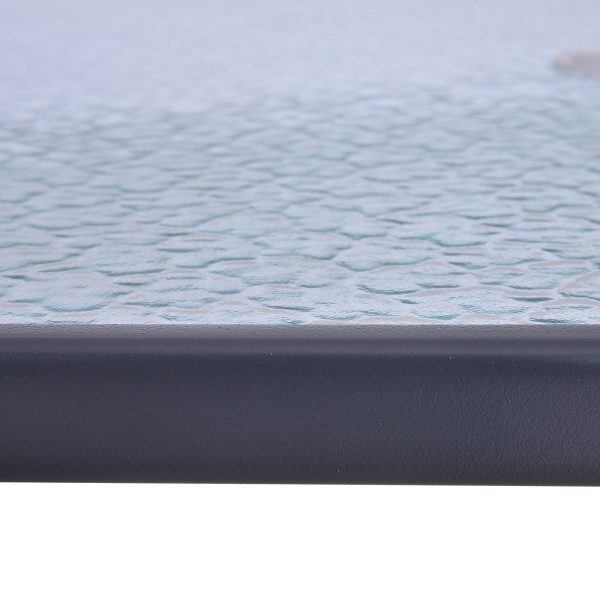 Metal Garden Dining Table Outdoor Patio w/ Glass, Umbrella Hole - Image 3