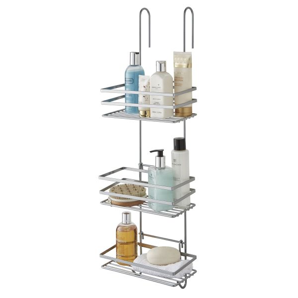 3 Tier Non Rust Hanging Shower Caddy Bathroom Organiser in Silver - Image 4