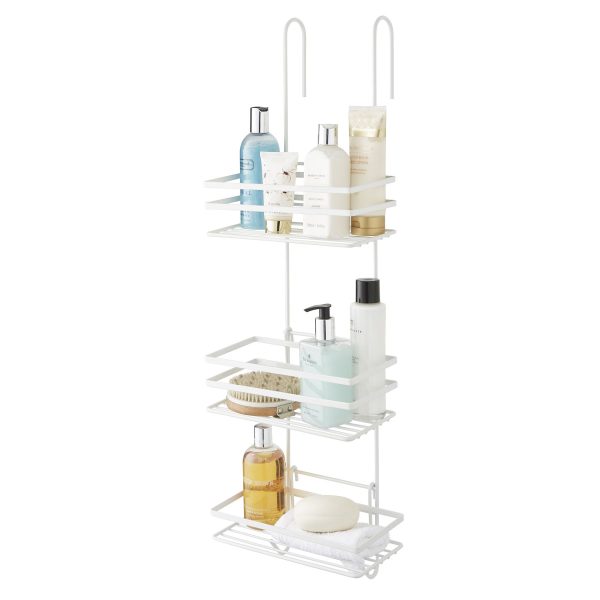 3 Tier Non Rust Hanging Shower Caddy Bathroom Organiser in White - Image 4