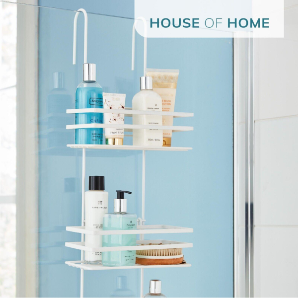 3 Tier Non Rust Hanging Shower Caddy Bathroom Organiser in White - Image 8