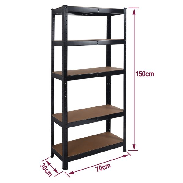 Heavy Duty Steel & MDF 5 Tier Racking Shelf in Black - Image 3