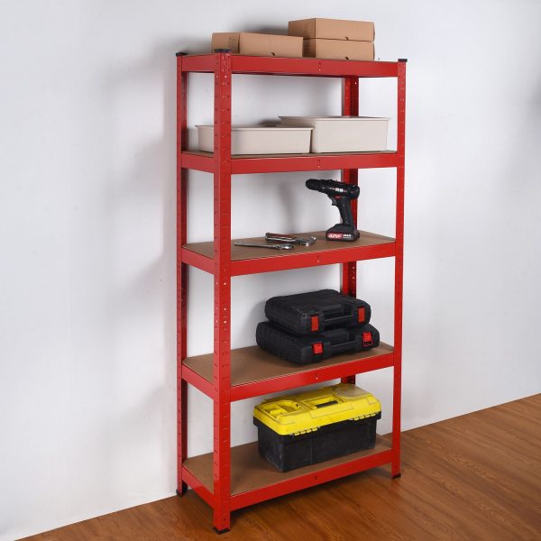 Heavy Duty Steel & MDF 5 Tier Racking Shelf in Red