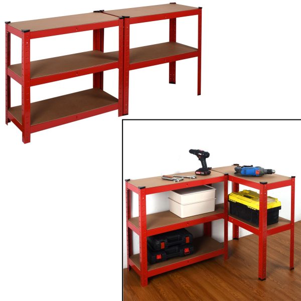 Heavy Duty Steel & MDF 5 Tier Racking Shelf in Red - Image 3