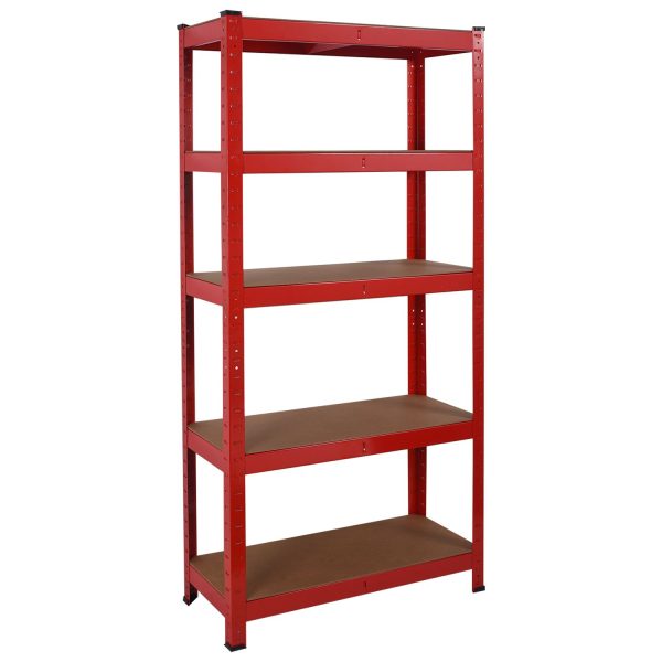 Heavy Duty Steel & MDF 5 Tier Racking Shelf in Red - Image 5