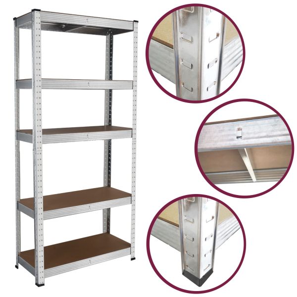 Heavy Duty Steel & MDF 5 Tier Galvanized Racking Shelf - Image 4