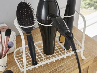 Freestanding Hair Dryer & Straighteners Holder Storage Stand Cable Tidy in cream