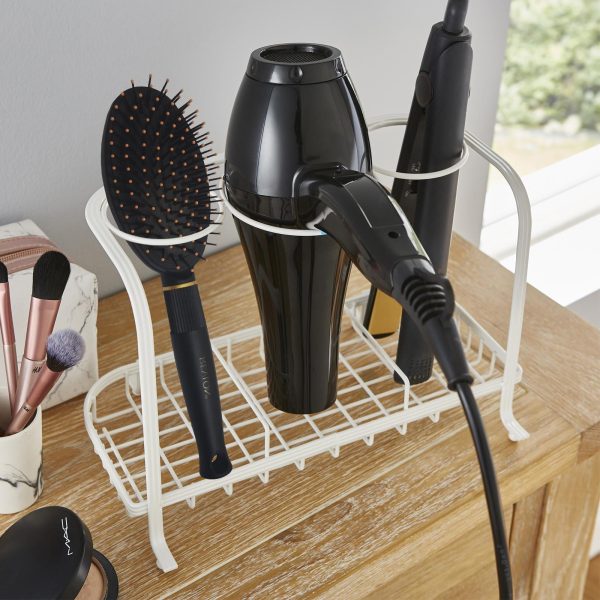 Freestanding Hair Dryer & Straighteners Holder Storage Stand Cable Tidy in cream