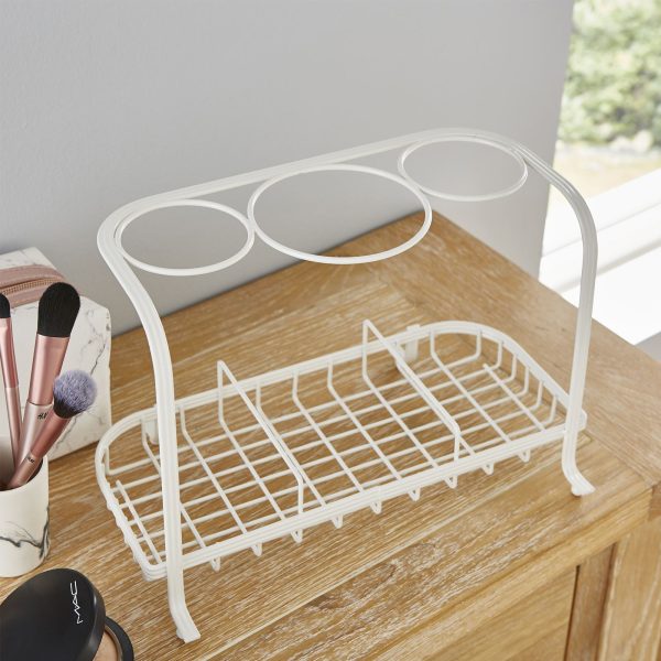 Freestanding Hair Dryer & Straighteners Holder Storage Stand Cable Tidy in cream - Image 2