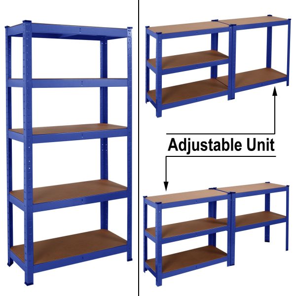 Heavy Duty Steel & MDF 5 Tier Racking in Blue