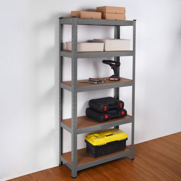 Heavy Duty Steel & MDF 5 Tier Racking in Grey - Image 3