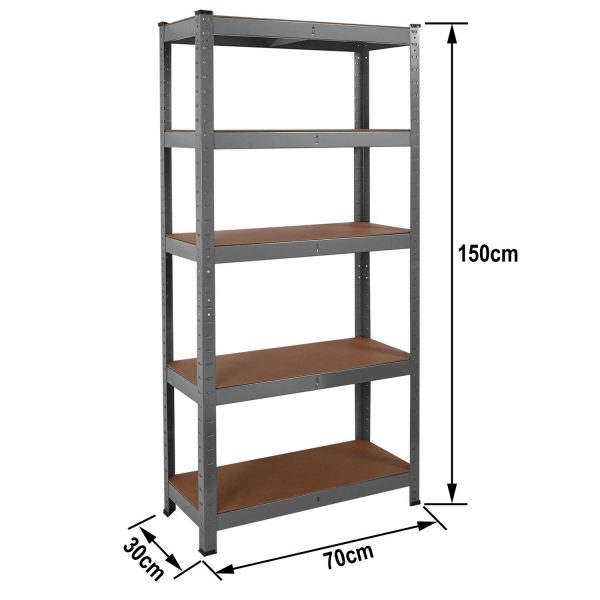 Heavy Duty Steel & MDF 5 Tier Racking in Grey - Image 6