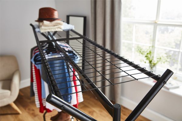 5ft long x 5ft Black Heavy Duty Hanging Clothes Garment Rail with Shoe Rack Shelf and Hat Stand - Image 2