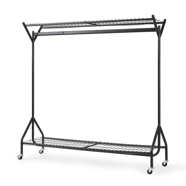 5ft long x 5ft Black Heavy Duty Hanging Clothes Garment Rail with Shoe Rack Shelf and Hat Stand - Image 5