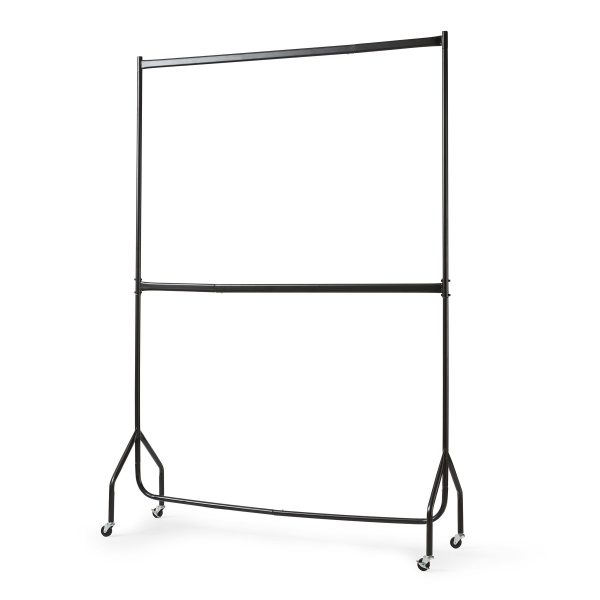 5ft long x 7ft Two Tier Heavy Duty Clothes Rail Garment Hanging Rack In Black - Image 3