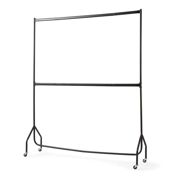 6ft long x 7ft Two Tier Heavy Duty Clothes Rail Garment Hanging Rack In Black - Image 2