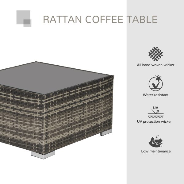 Patio Wicker Coffee Table w/ Glass Top Suitable for Garden Backyard - Image 3