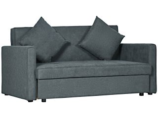 HOMCOM 2 Seater Sofa Bed Convertible Bed Settee with 2 Cushions Storage