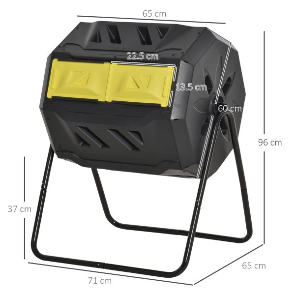 Outsunny 160L Outdoor Tumbling Compost Bin with Dual Chamber, Yellow - Image 5