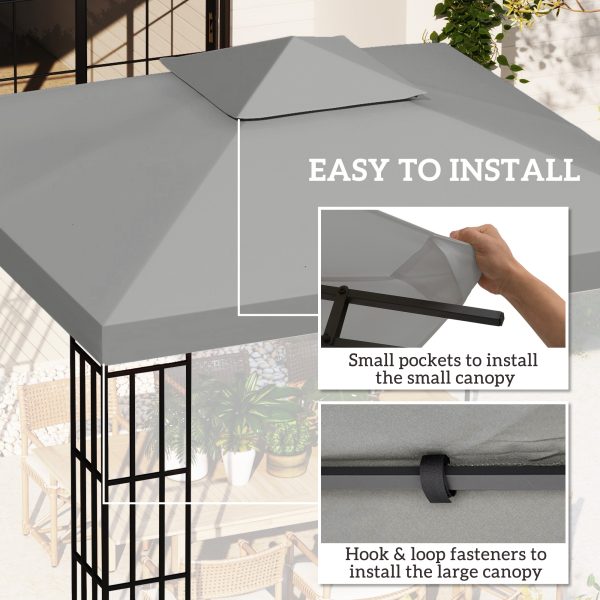 3 x 3(m) Gazebo Canopy Roof Top Replacement Cover Light Grey (TOP ONLY) - Image 4