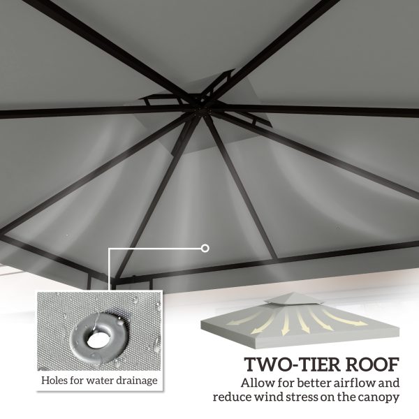 3 x 3(m) Gazebo Canopy Roof Top Replacement Cover Light Grey (TOP ONLY) - Image 3