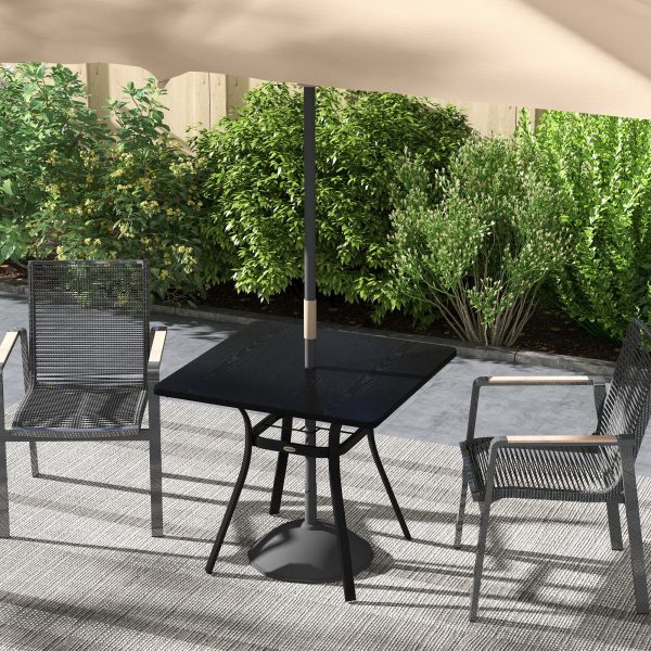 Outsunny Garden Table with Metal Tabletop, Steel Frame for Balcony, Porch, Black - Image 7