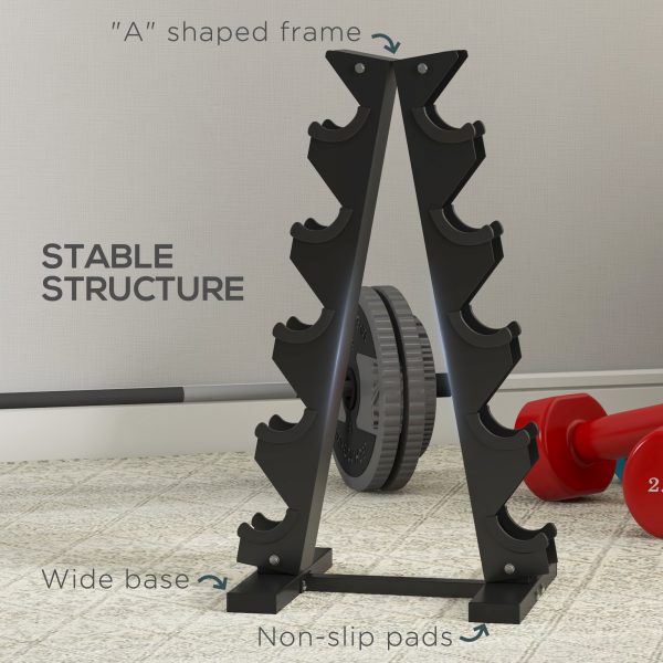 SPORTNOW Five-Tier Weight Tree, Steel Dumbbell Rack for Home Gym Exercise - Image 6